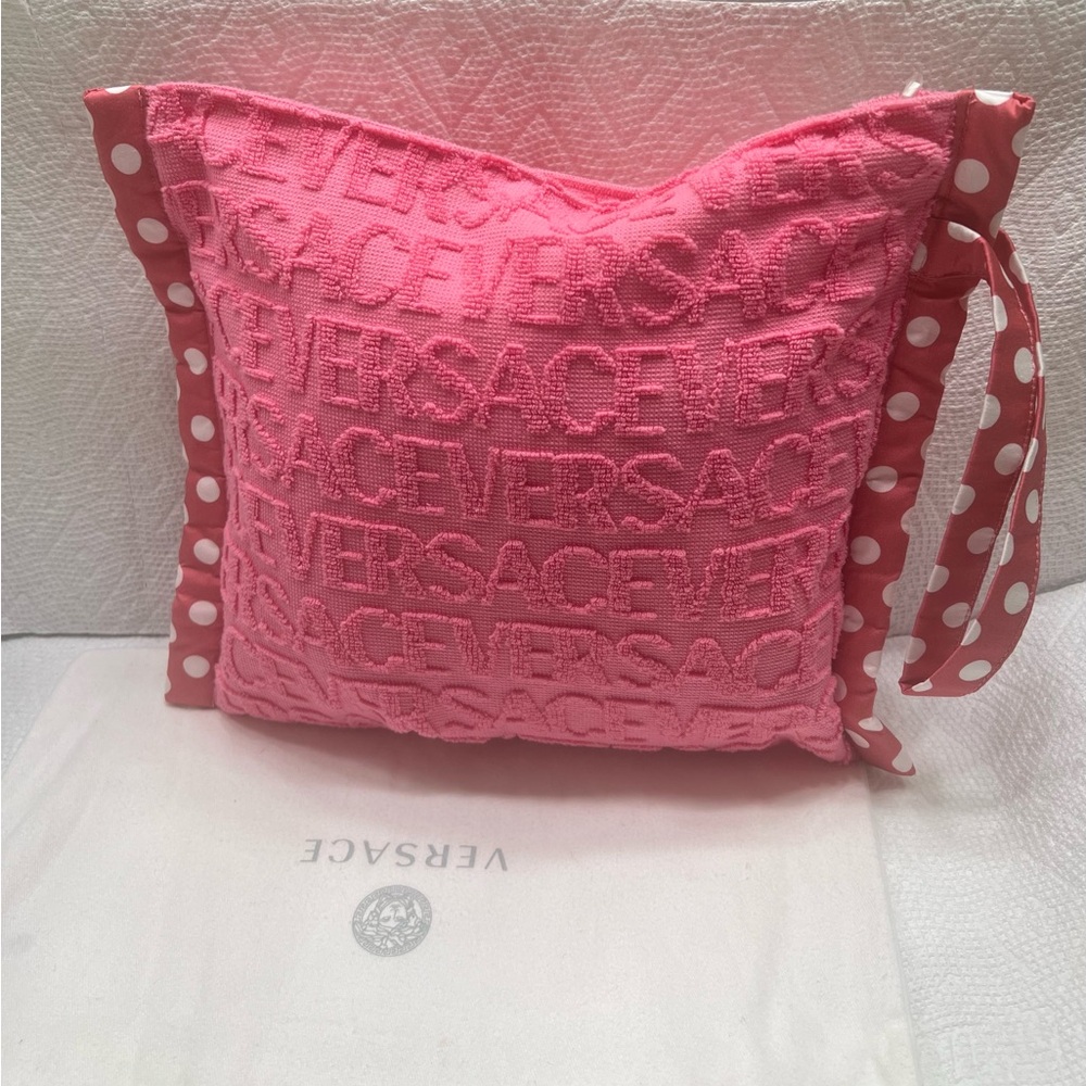Versace Pink Logo-Text Shoulder Bag